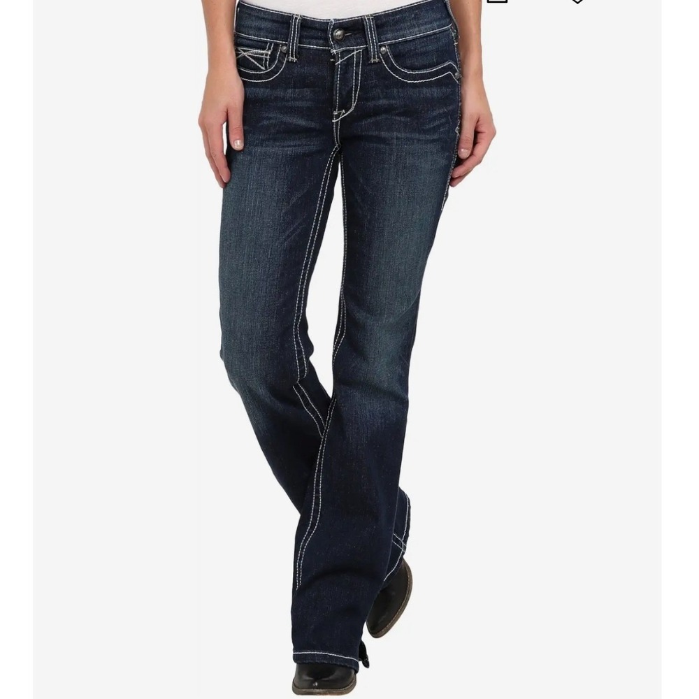 Ariat‎ Womens REAL Mid Rise Boot Cut Riding Jeans Dark Wash 27S